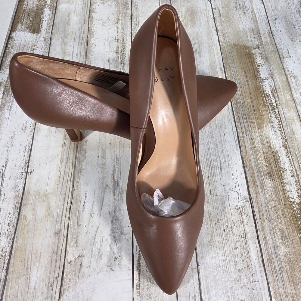 A New Day Brown Pointed Toe Stiletto Heel Pumps Womens Size 7W NEW - Picture 7 of 10